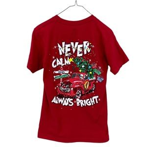 BUC-EES Christmas T Shirt "Never Calm Always Bright" Red